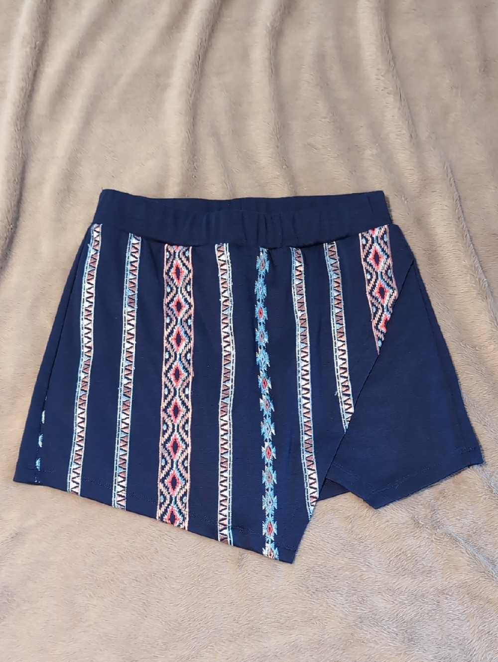 🆕 About A Girl Navy Aztec Stripe Skort with Coral & Sky Accents